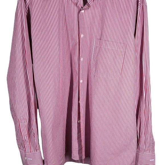 Cassera Mens Sz EU 46 /US 18 1/2 Long Sleeve Red Gray Striped Shirt - Picture 2 of 7
